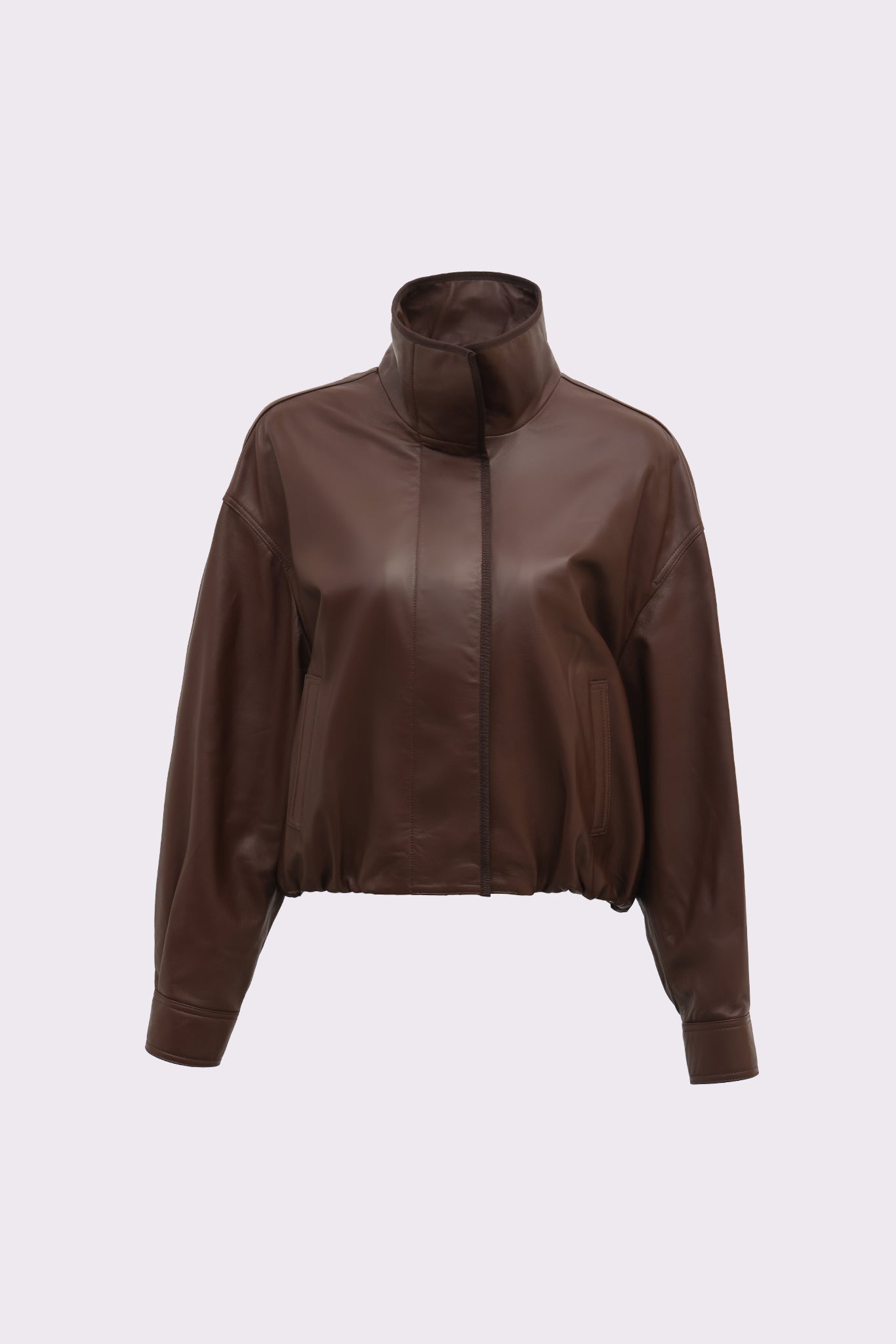 Solyra <br> Brown Oversized Leather Jacket
