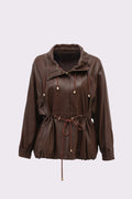 Mora <br> Leather Elastic-Waist Jacket