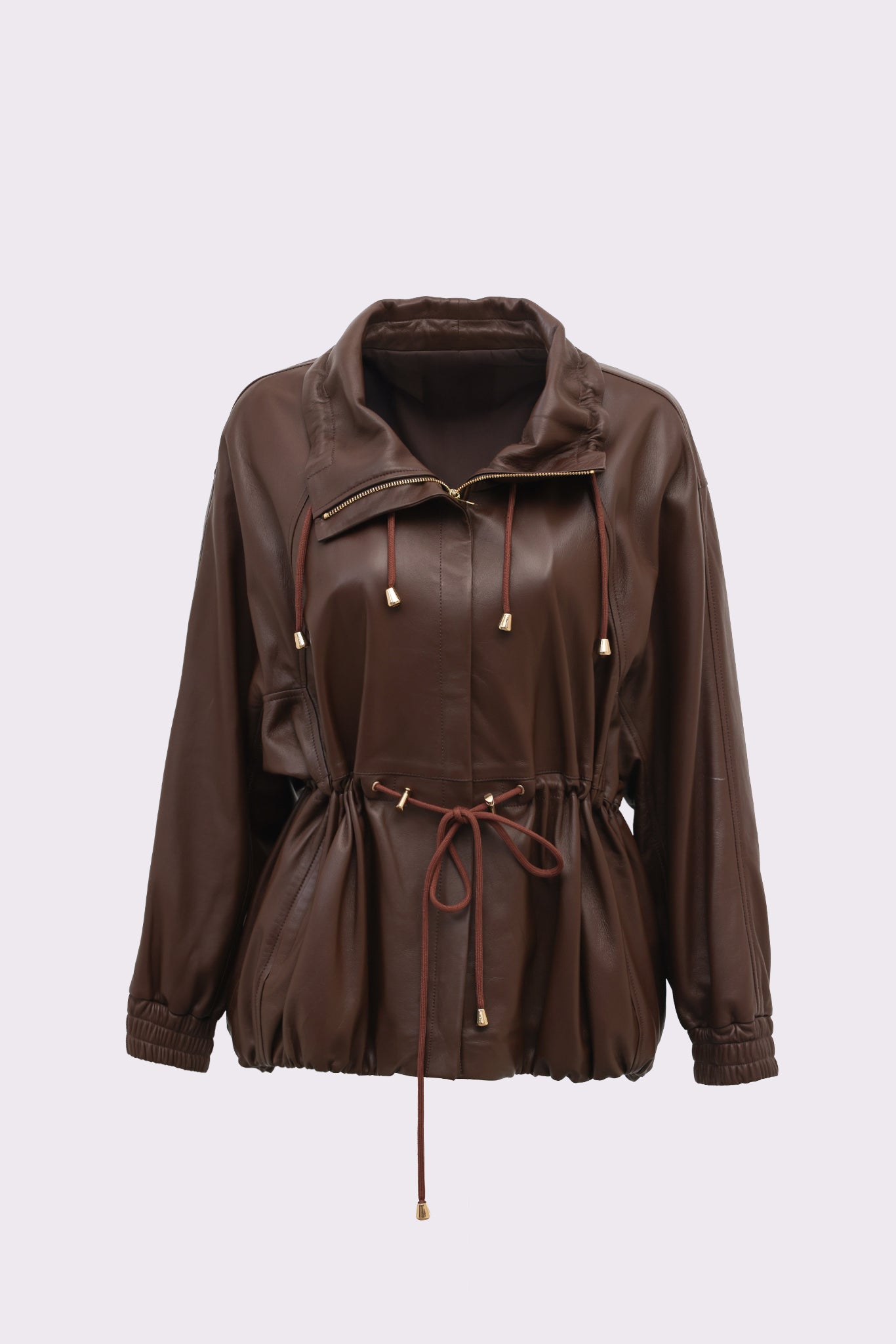 Mora <br> Leather Elastic-Waist Jacket