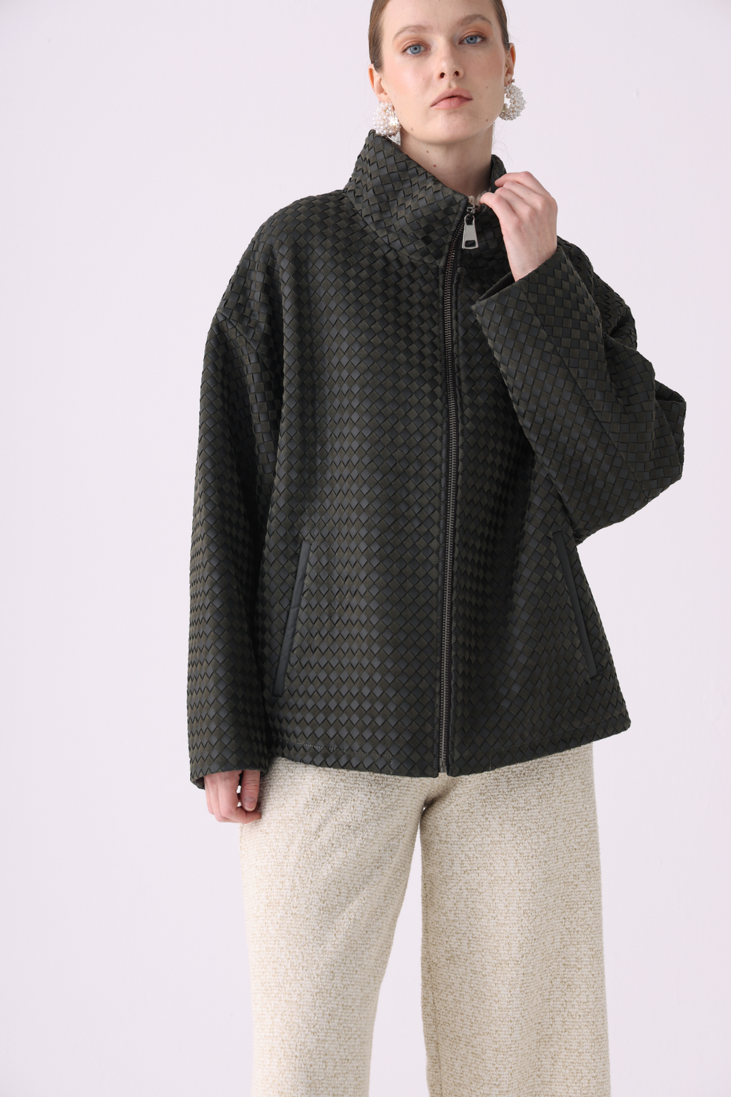 Valya <br> oversized leather jacket