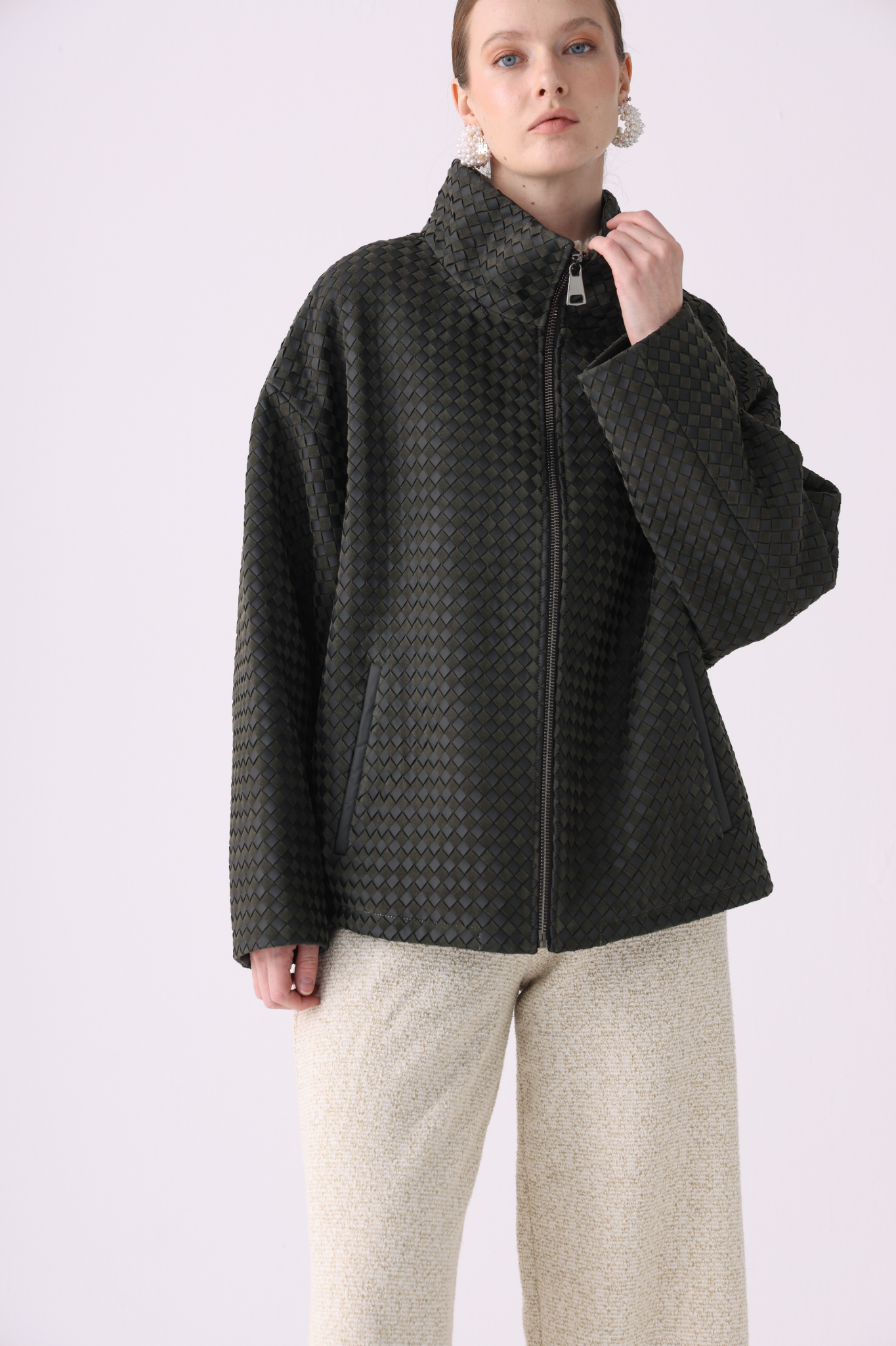 Valya <br> oversized leather jacket