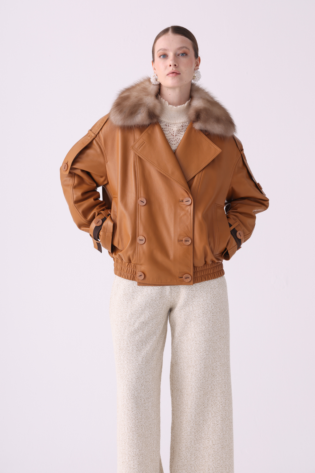 Tabéline <br> Relaxed Leather Jacket