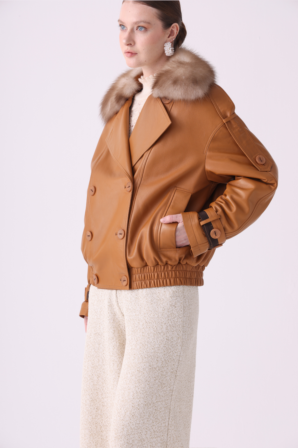 Tabéline <br> Relaxed Leather Jacket