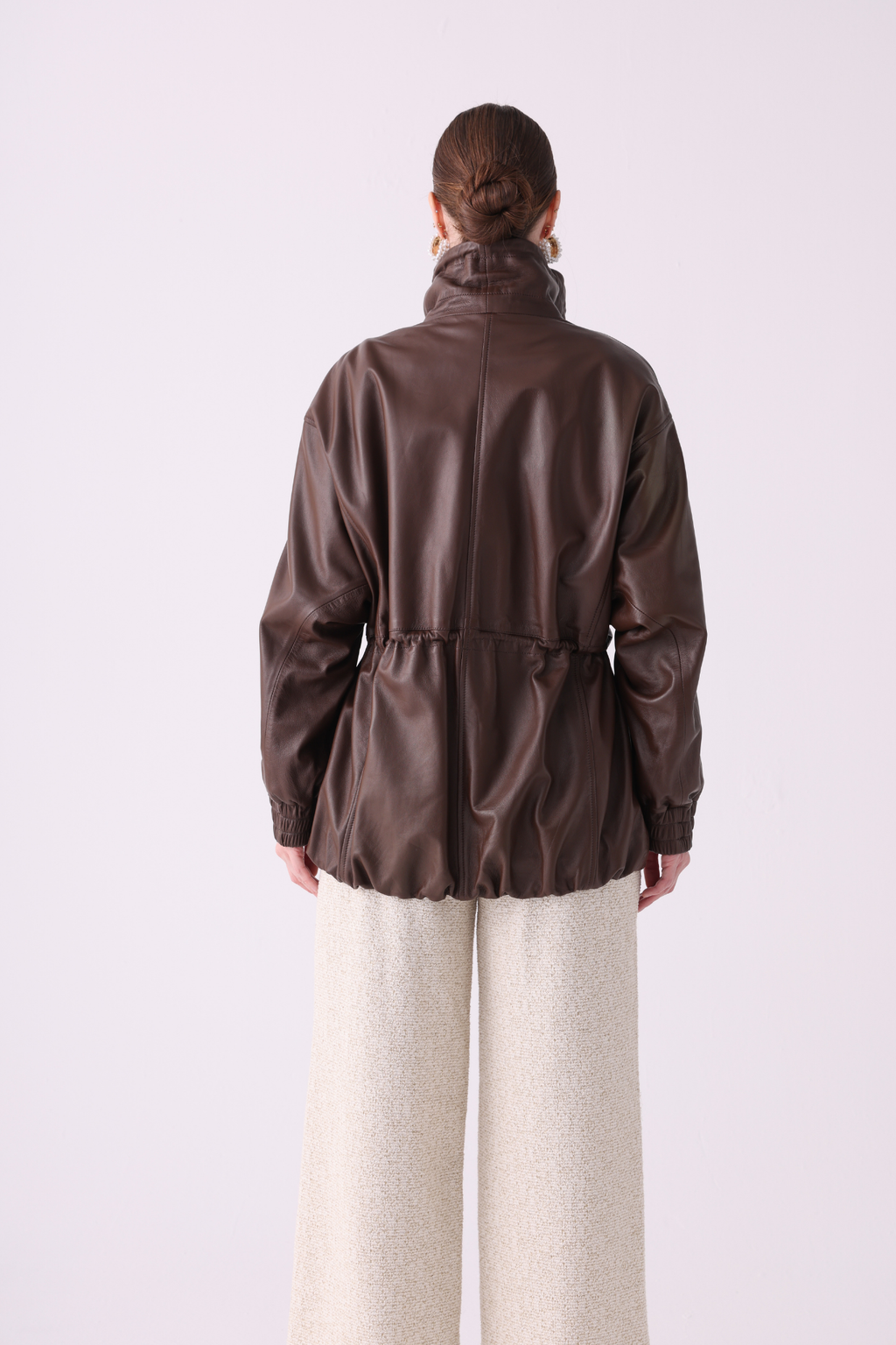 Mora <br> Leather Elastic-Waist Jacket