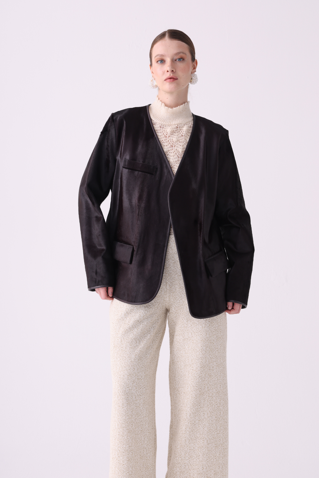 Aura <br> Calf Leather Belted Jacket