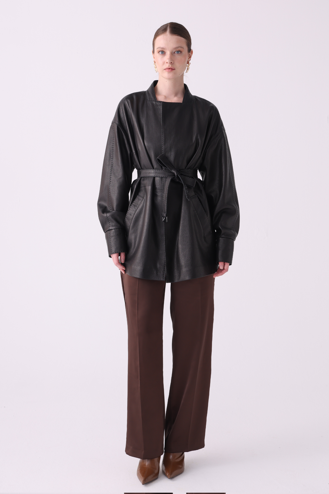 Tribeca Leather Belted Jacket