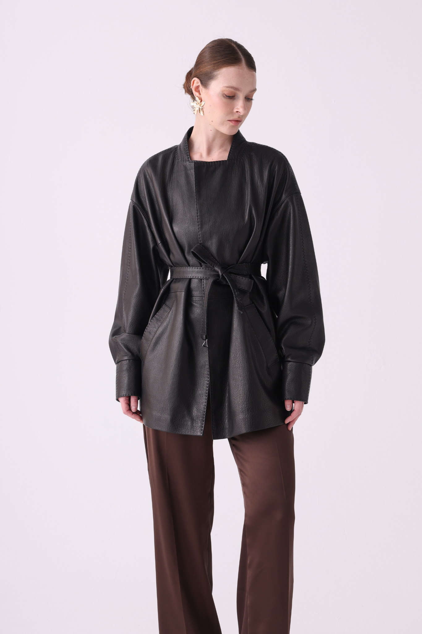 Tribeca Leather Belted Jacket