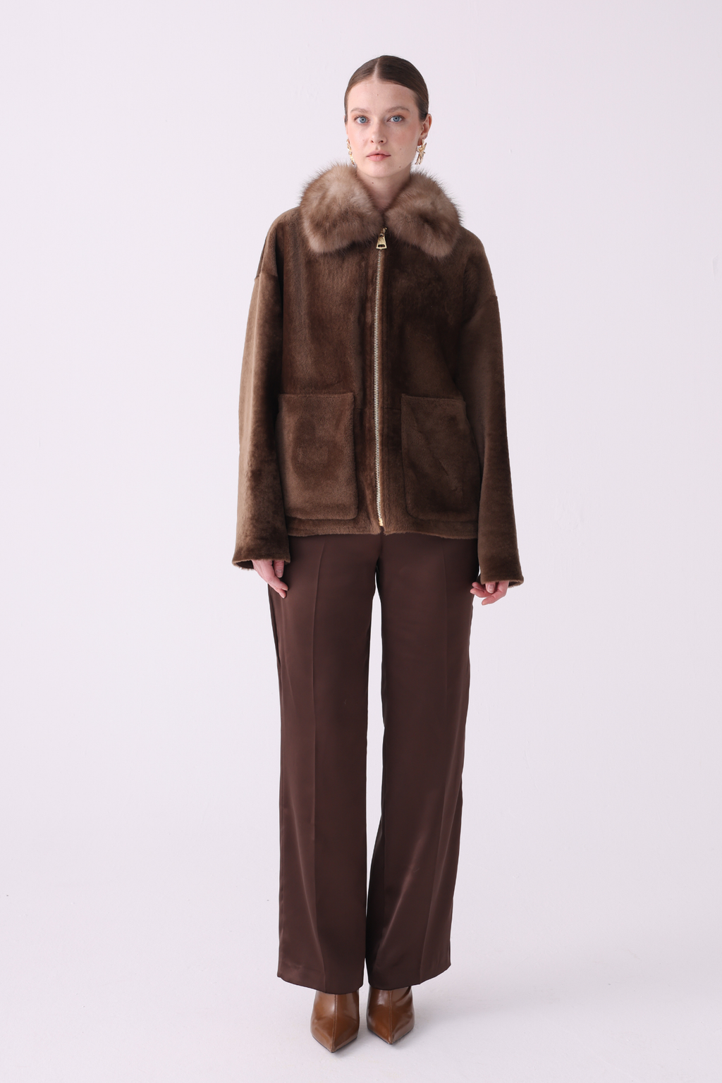 Sand <br> Relaxed Shearling Jacket