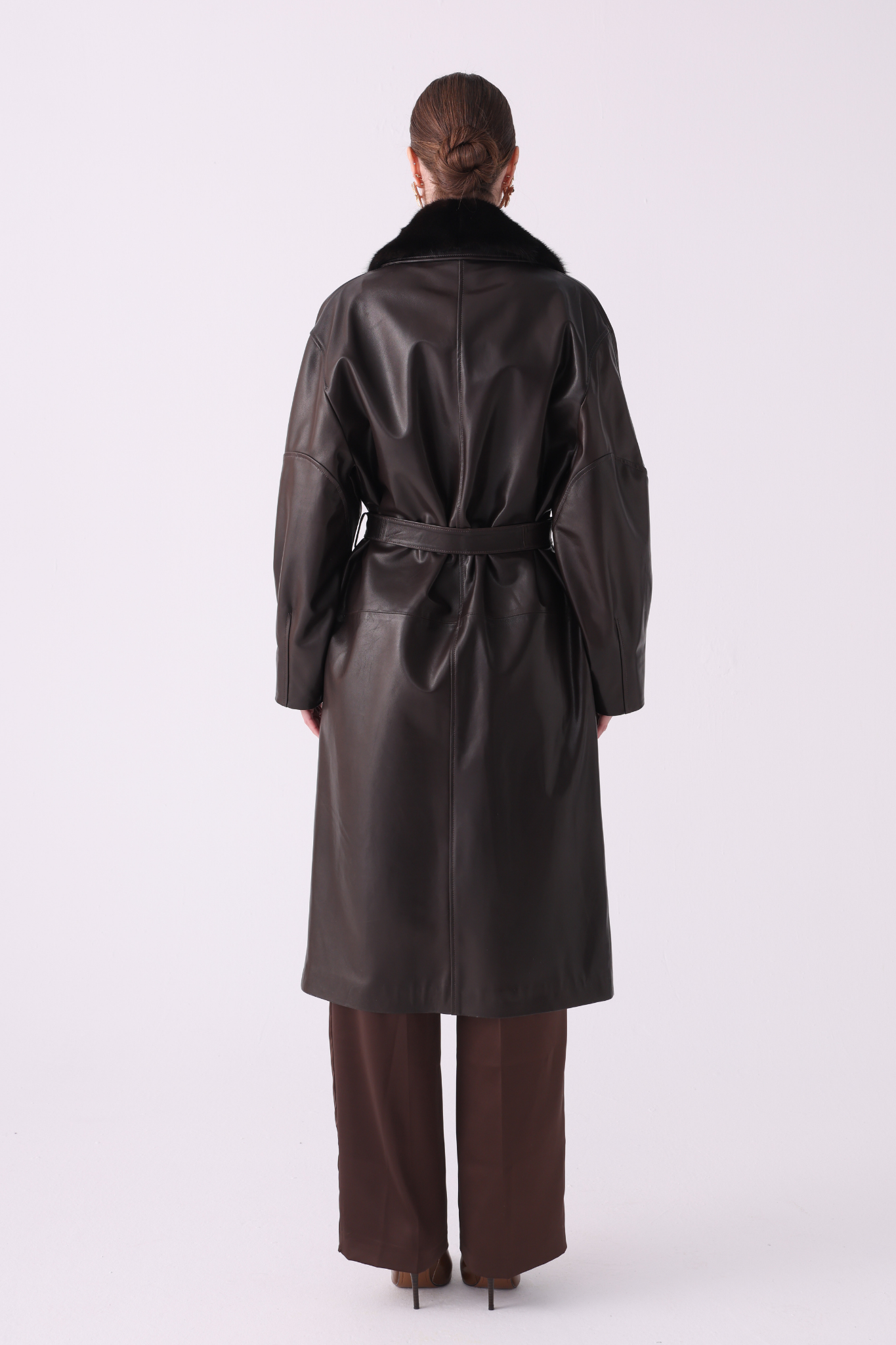 Naturel <br> Brown Leather Coat