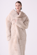 Calor <br> Reversible Shearling Long Coat - Beige