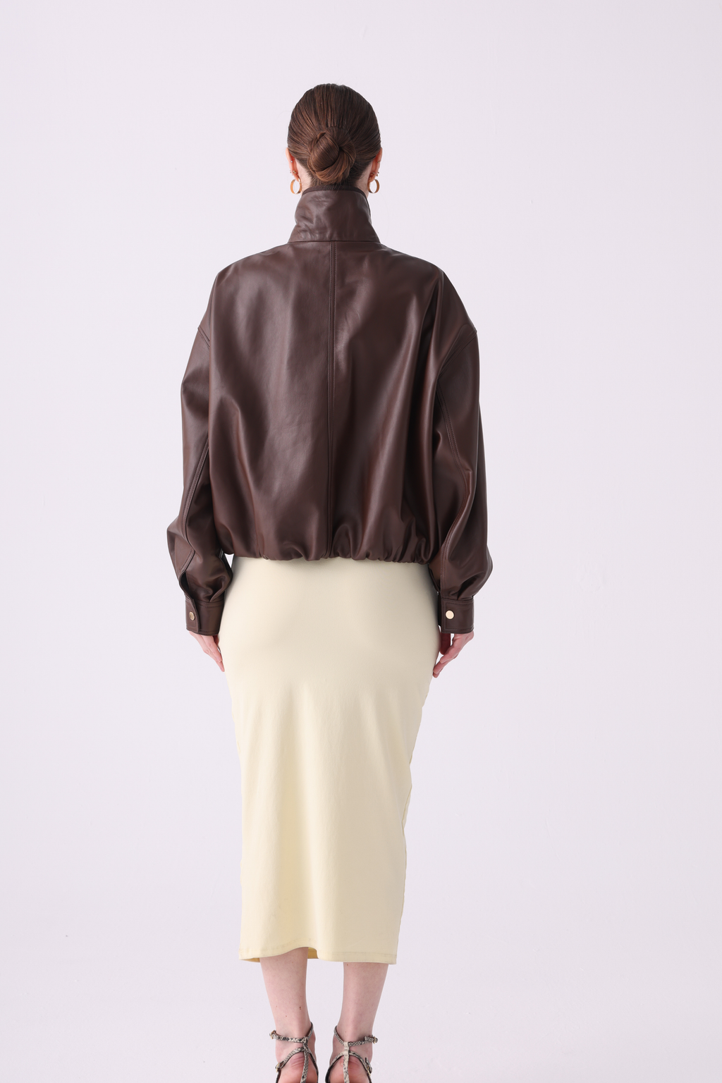Solyra <br> Brown Oversized Leather Jacket