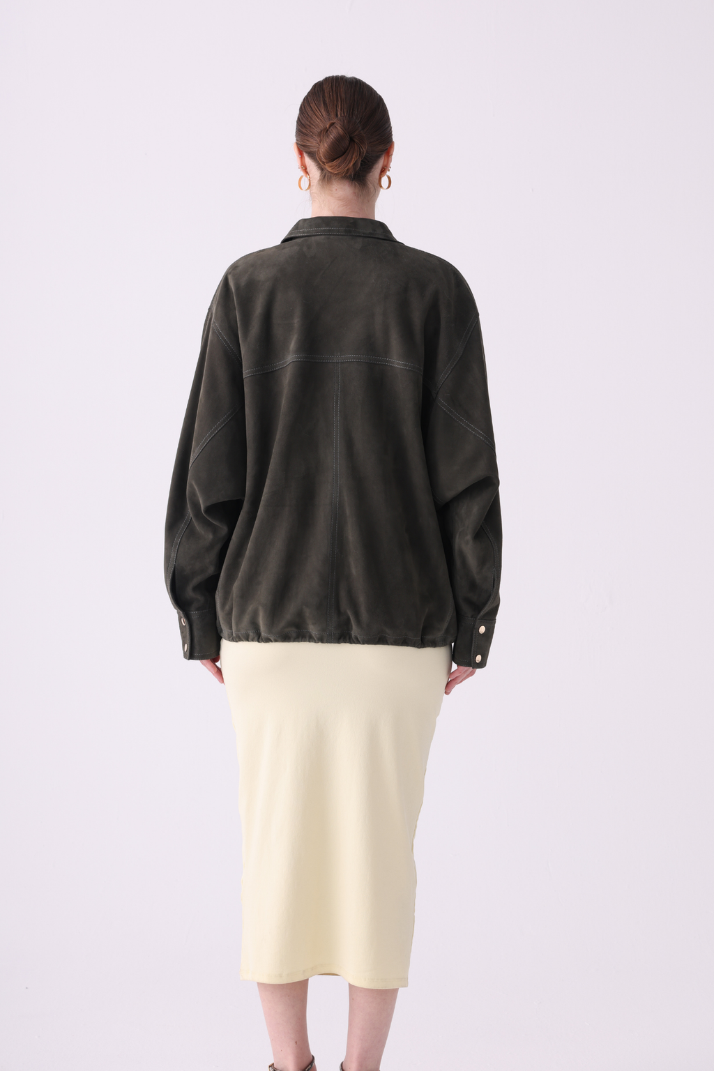 Khaki <br> Relaxed Suede Jacket