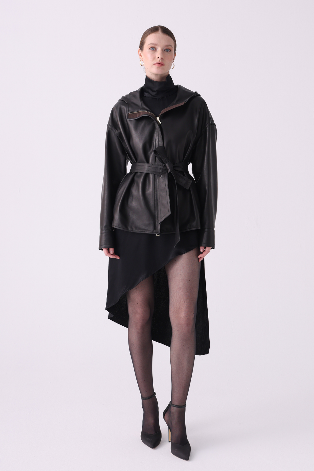 Hood <br> Leather jacket