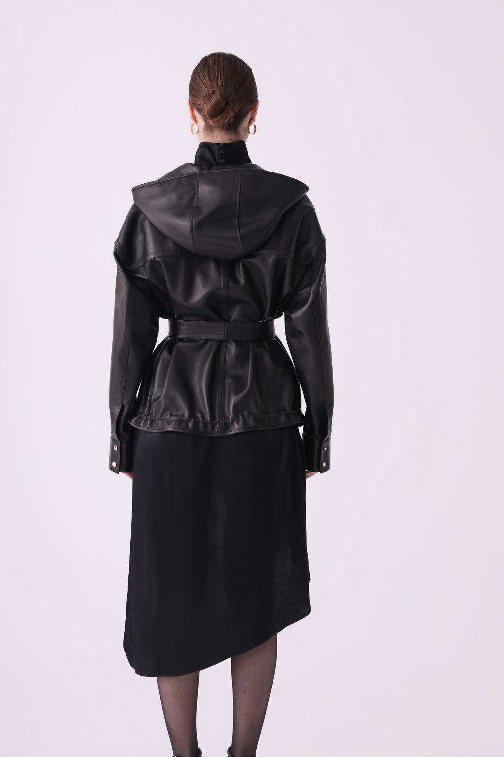 Hood <br> Leather jacket