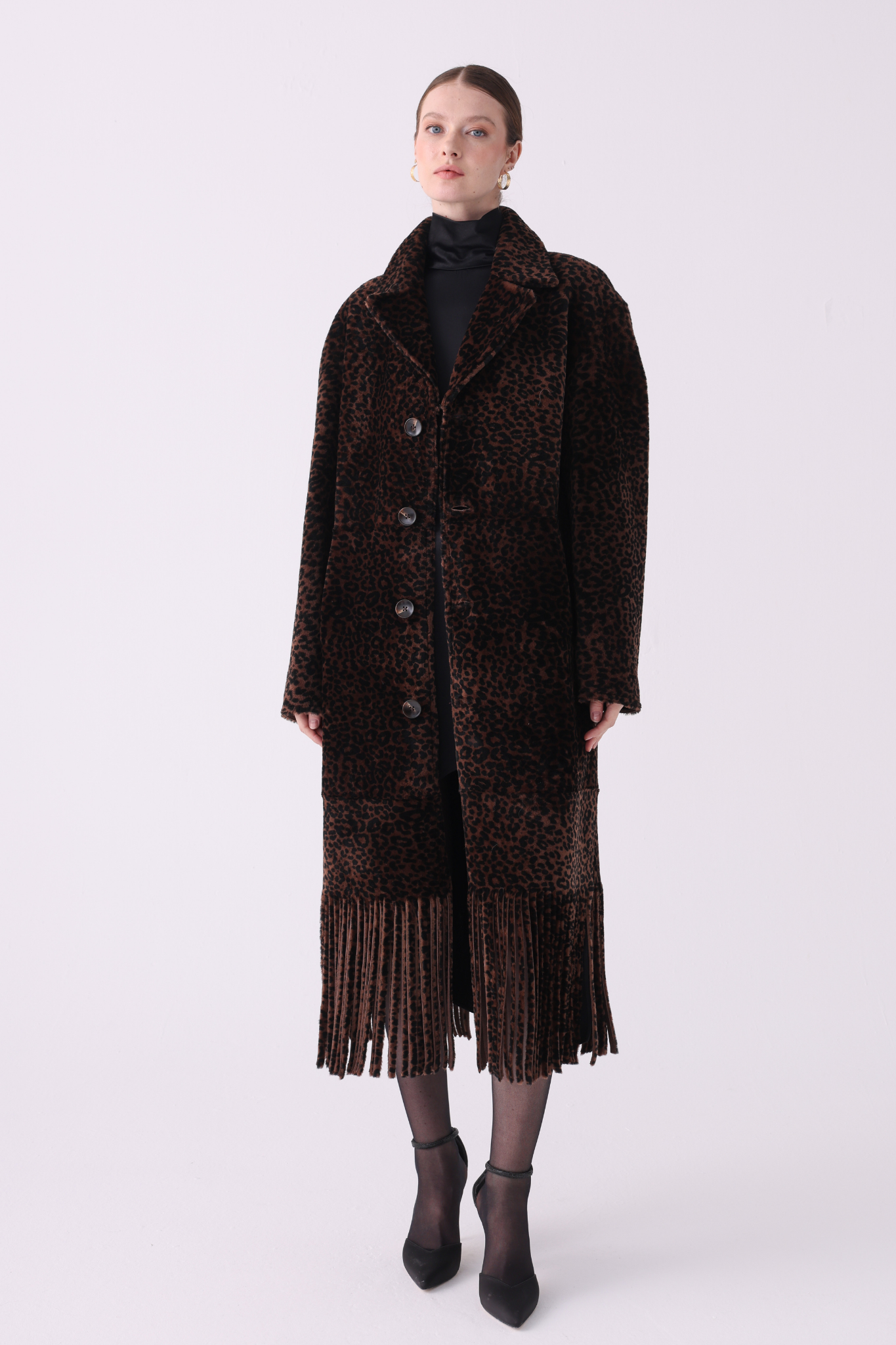Fringe <br> Reversible Shearling Long Coat