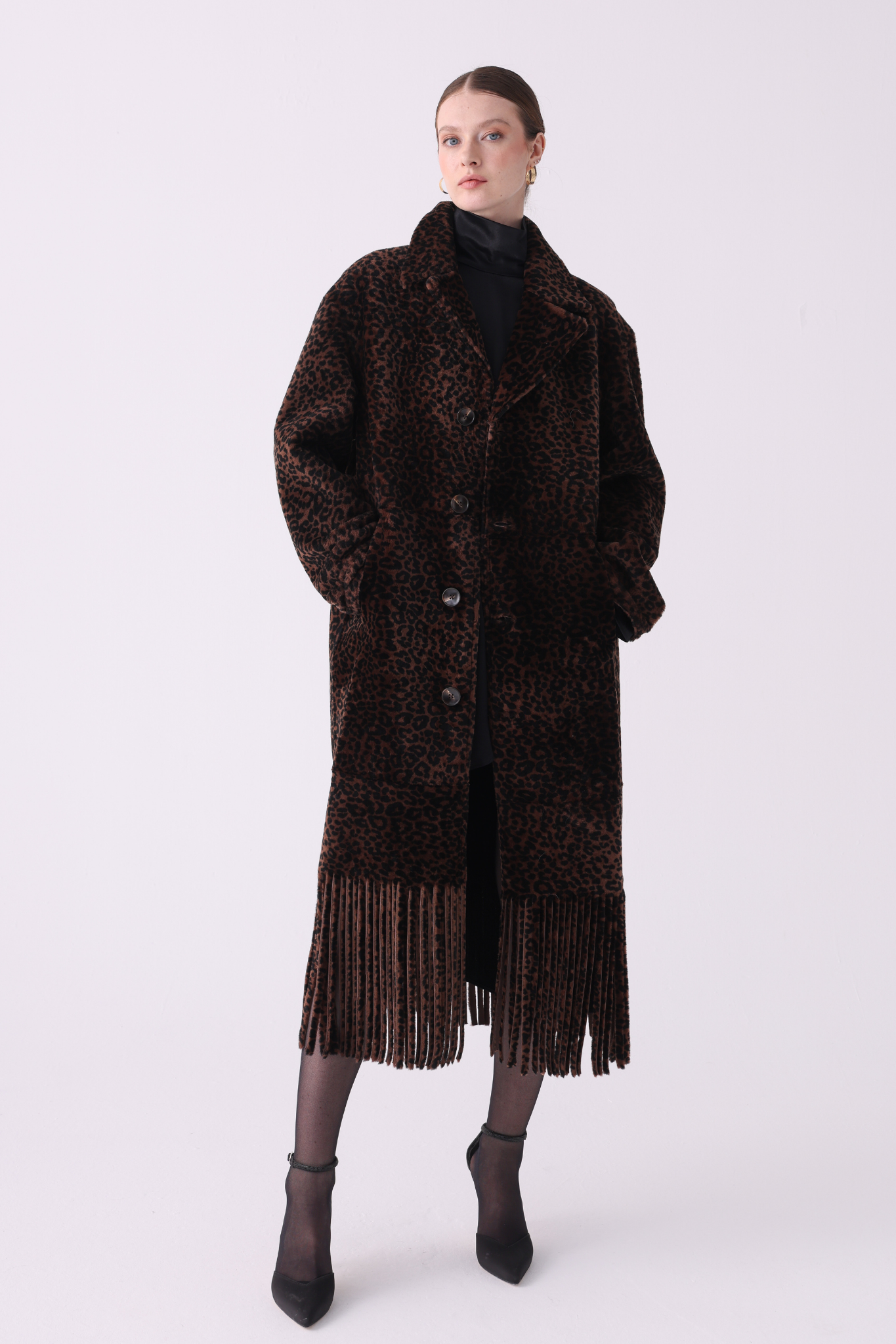 Fringe <br> Reversible Shearling Long Coat