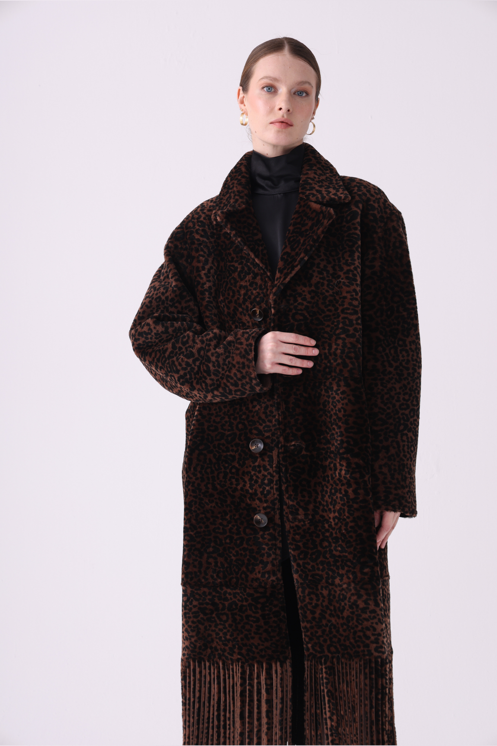 Fringe <br> Reversible Shearling Long Coat