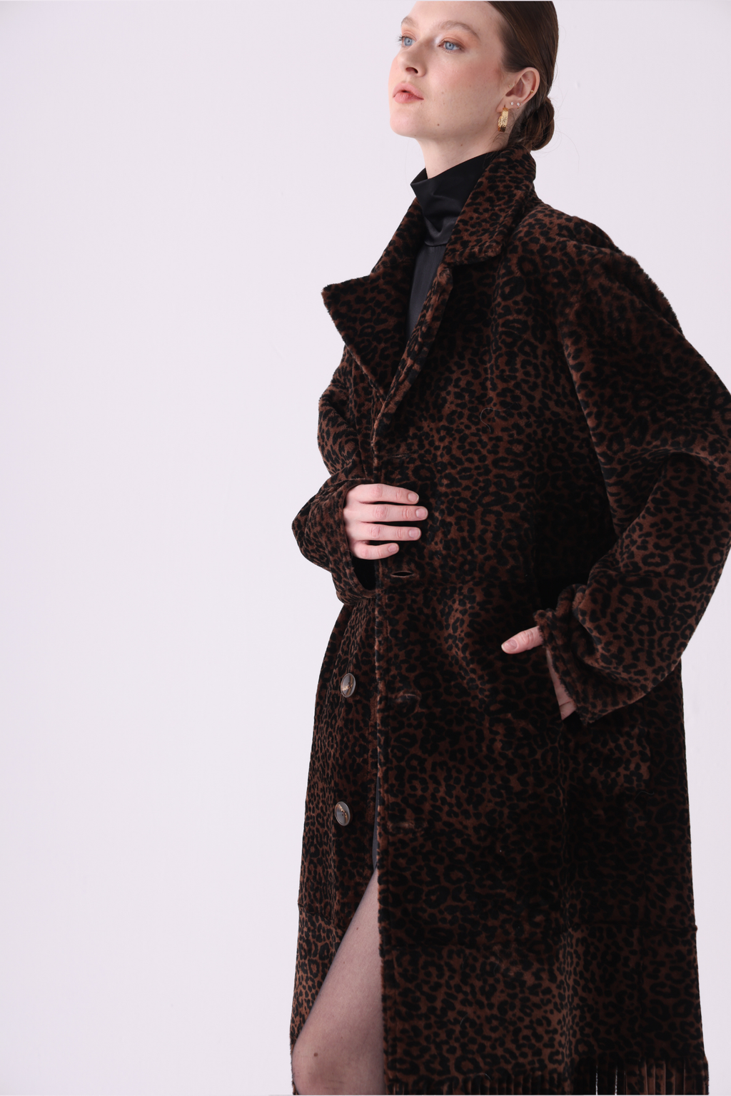 Fringe <br> Reversible Shearling Long Coat