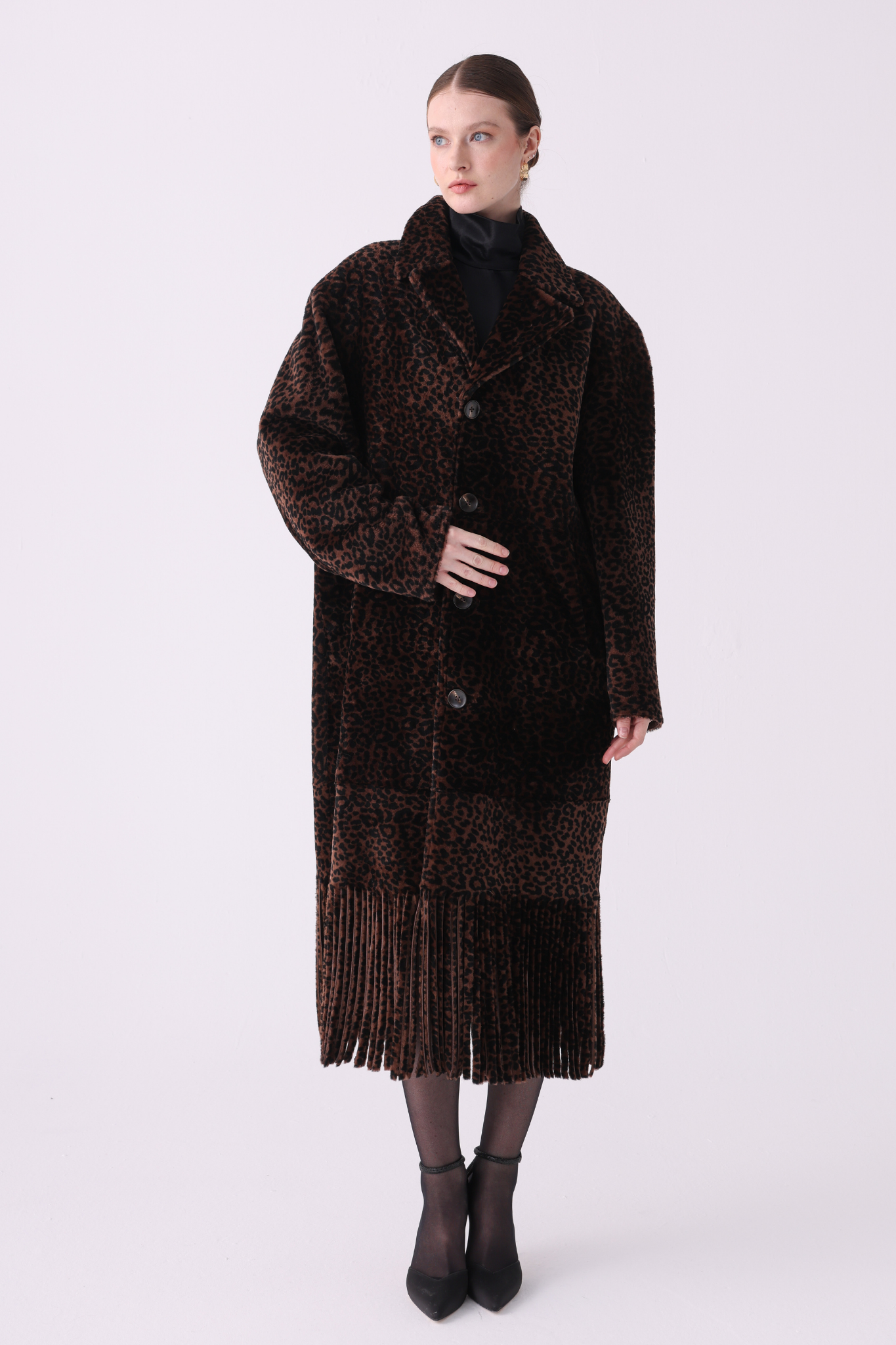 Fringe <br> Reversible Shearling Long Coat