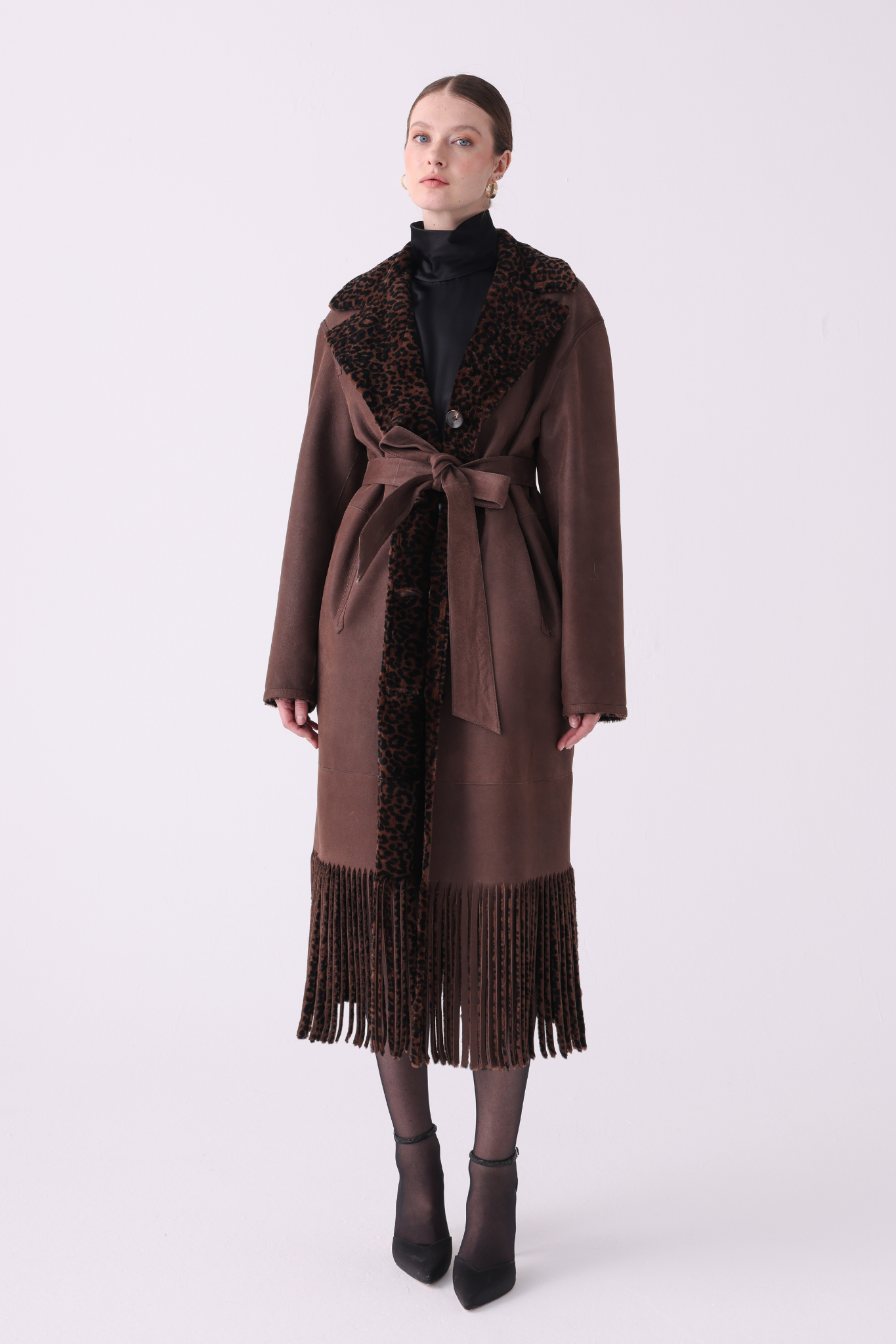 Fringe <br> Reversible Shearling Long Coat