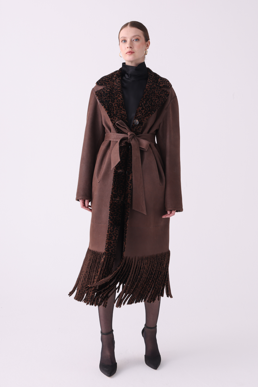 Fringe <br> Reversible Shearling Long Coat