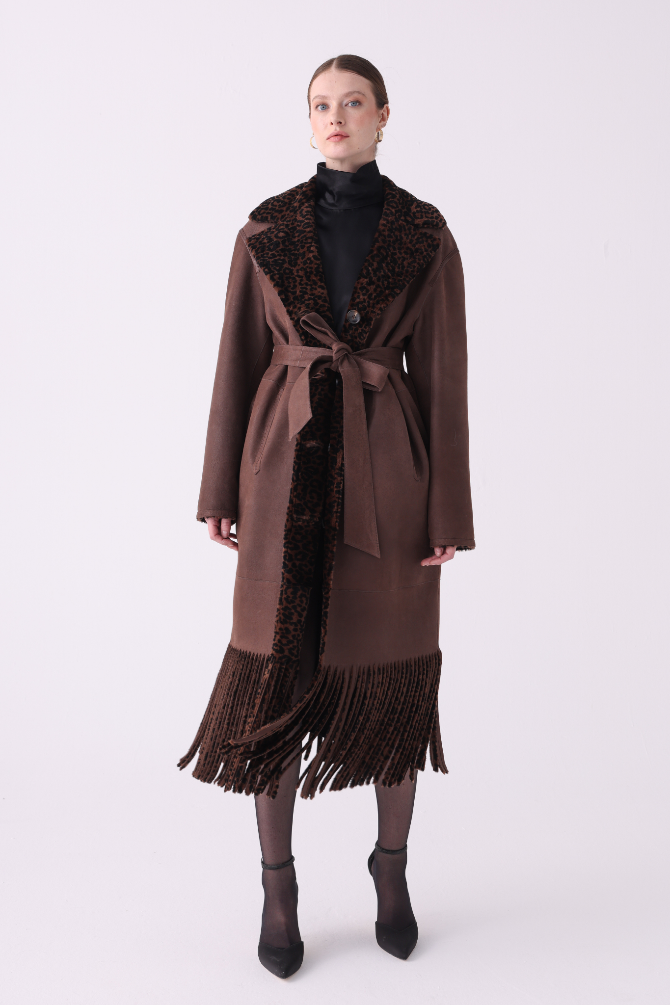 Fringe <br> Reversible Shearling Long Coat