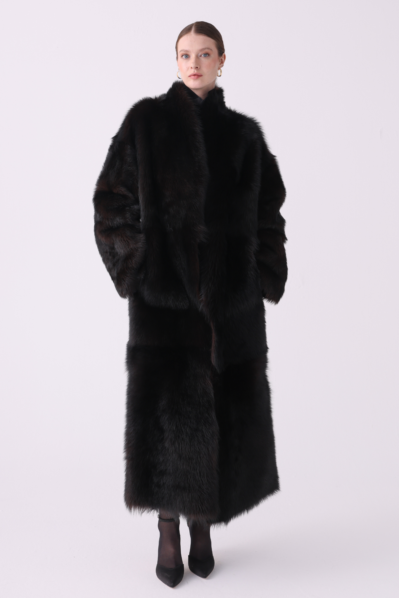 Calor <br> Reversible Shearling Long Coat - Brown Tundra