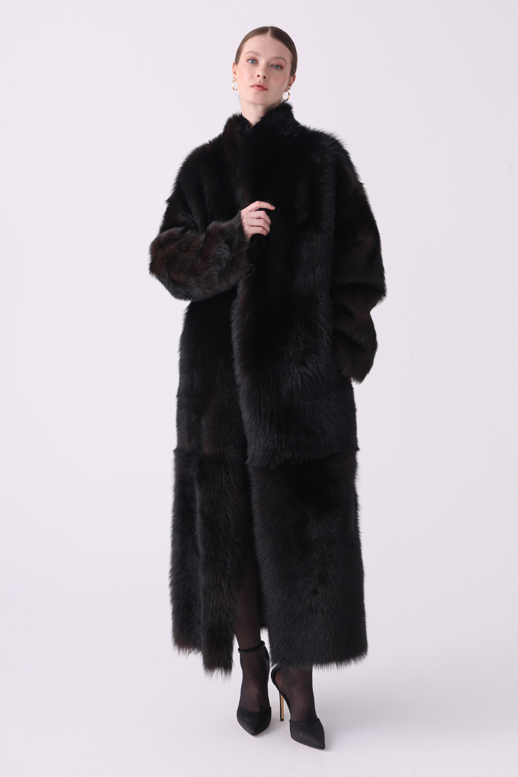 Calor <br> Reversible Shearling Long Coat - Brown Tundra