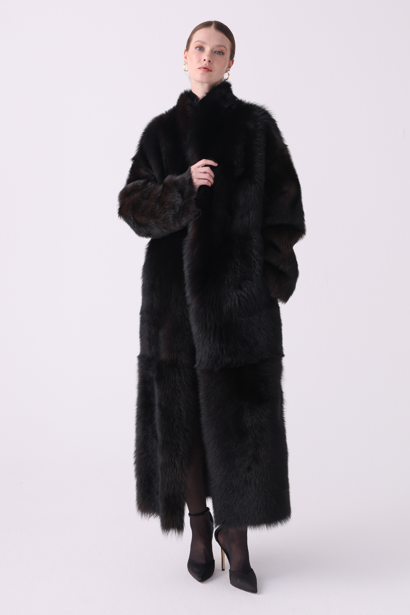 Calor <br> Reversible Shearling Long Coat - Brown Tundra