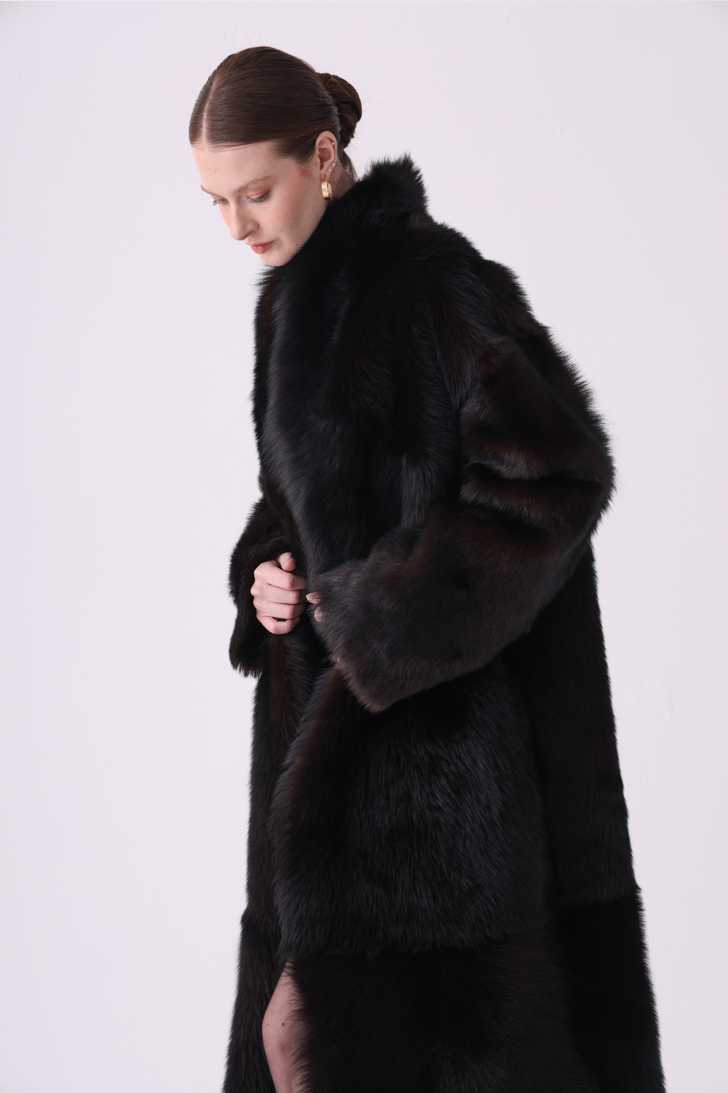 Calor <br> Reversible Shearling Long Coat - Brown Tundra