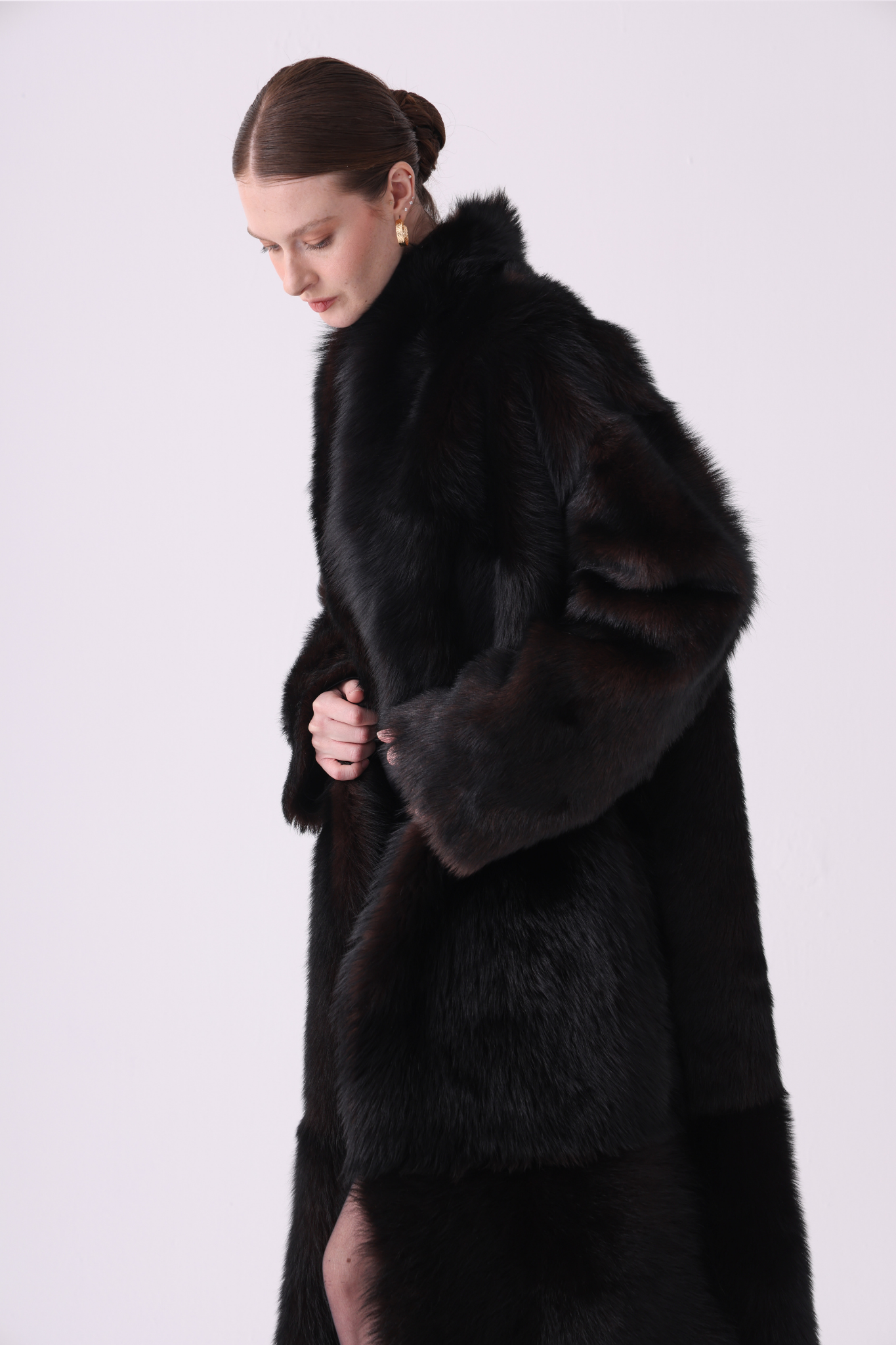 Calor <br> Reversible Shearling Long Coat - Brown Tundra