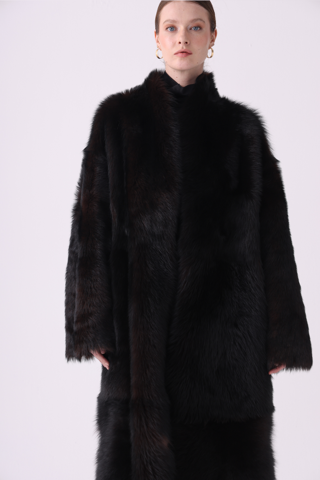 Calor <br> Reversible Shearling Long Coat - Brown Tundra