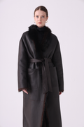 Calor <br> Reversible Shearling Long Coat - Brown Tundra