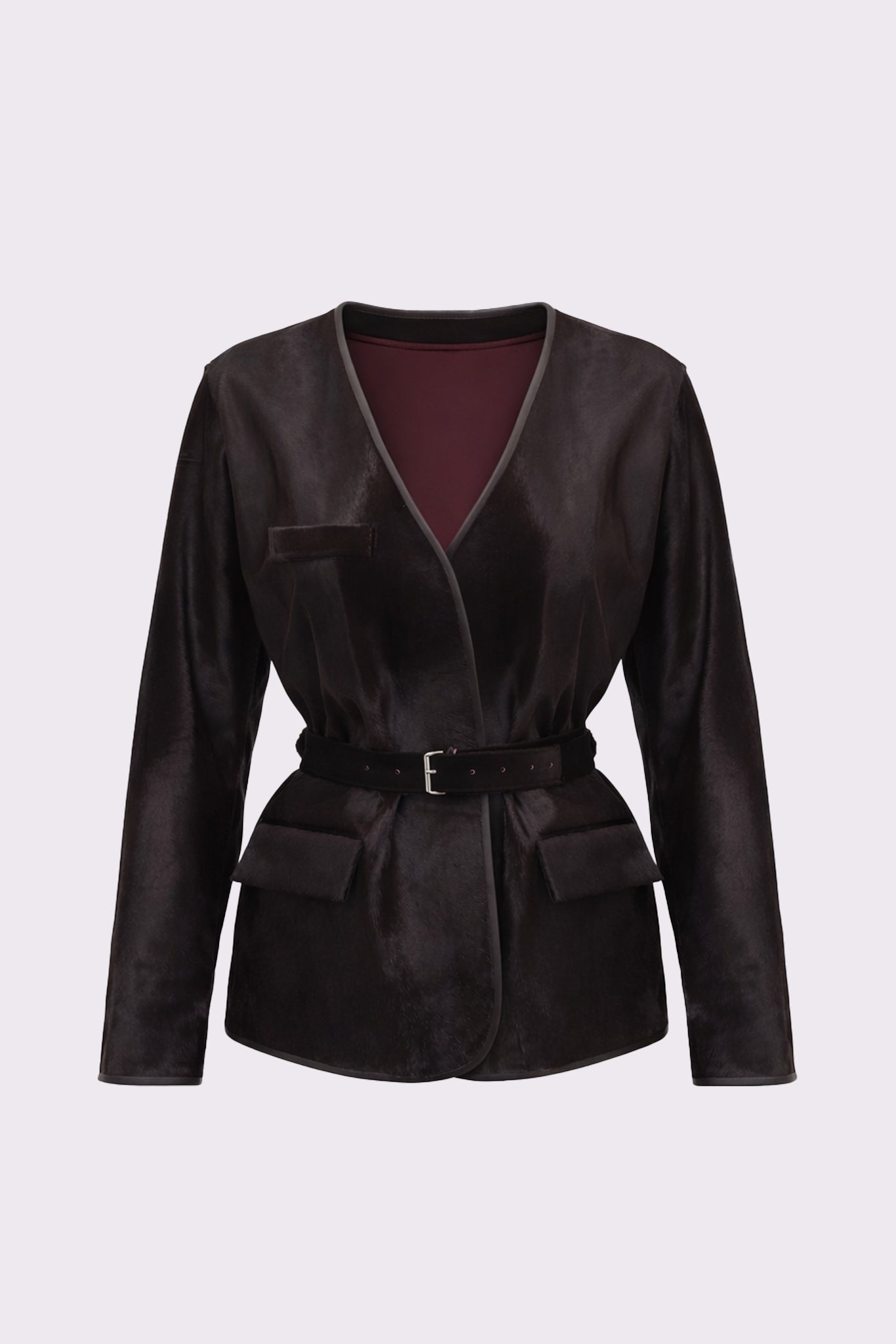 Aura <br> Calf Leather Belted Jacket