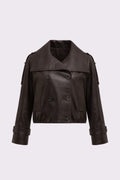 Zia <br> Oversized Wide-Collar Leather Peacoat