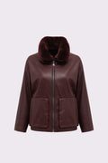 Valya <br> Burgundy oversized leather jacket