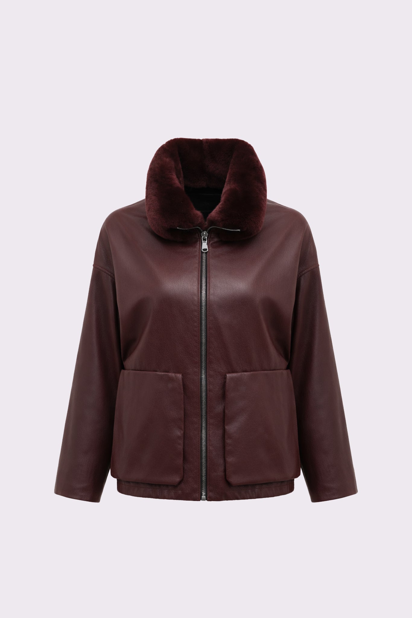Valya <br> Burgundy oversized leather jacket