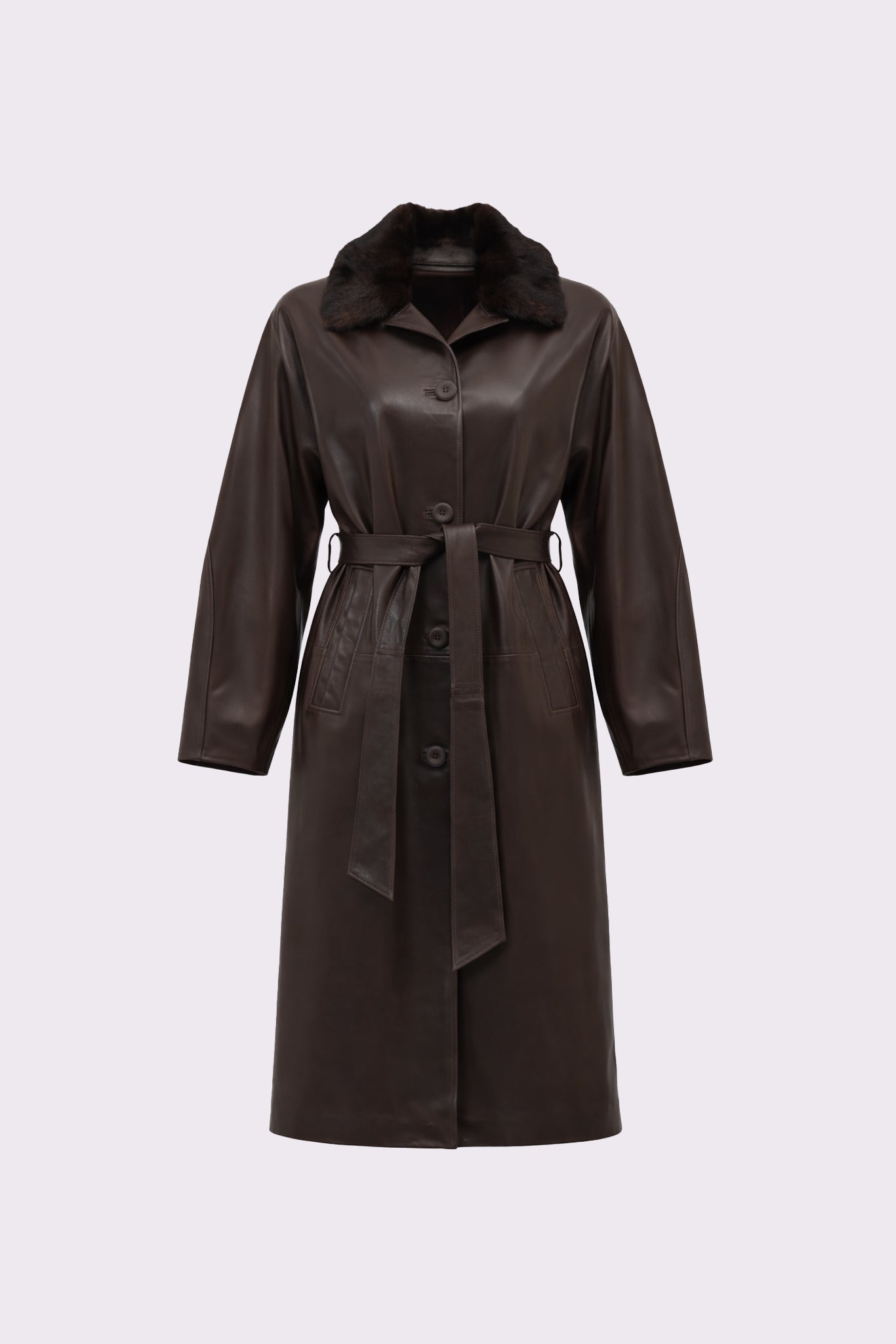Naturel <br> Brown Leather Coat