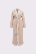 Calor <br> Beige Reversible Shearling Long Coat - Beige