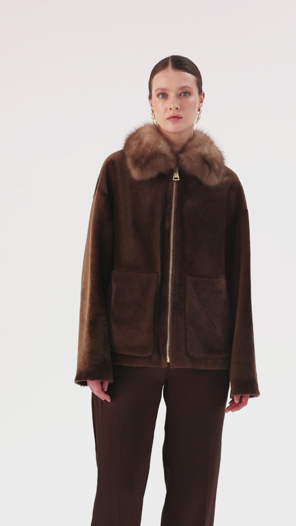 Sand <br> Relaxed Shearling Jacket