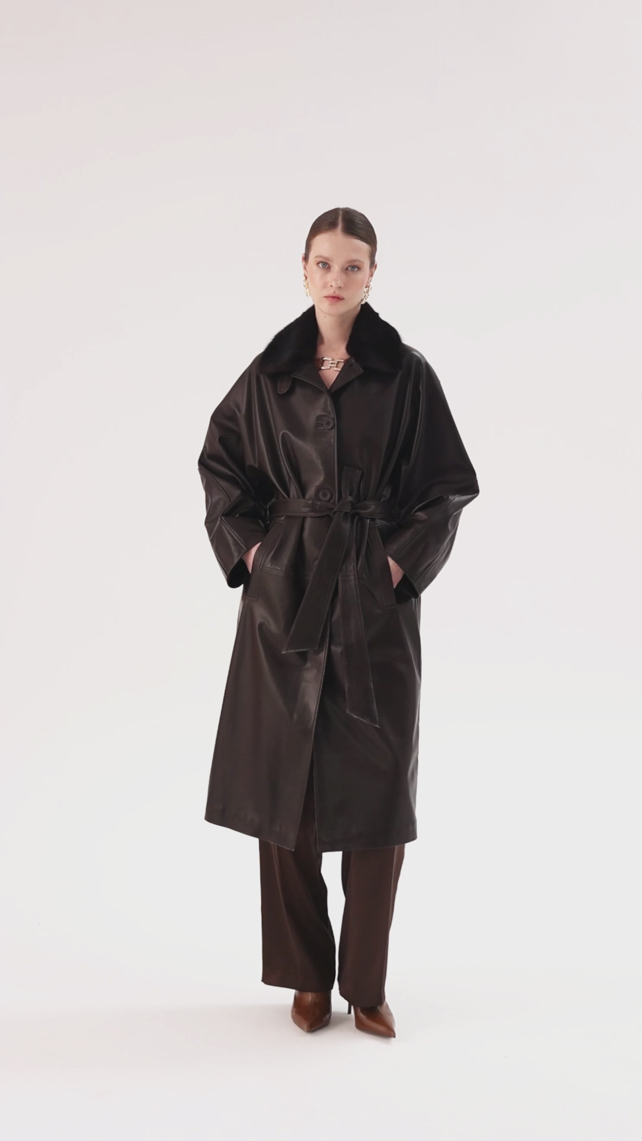 Naturel <br> Brown Leather Coat