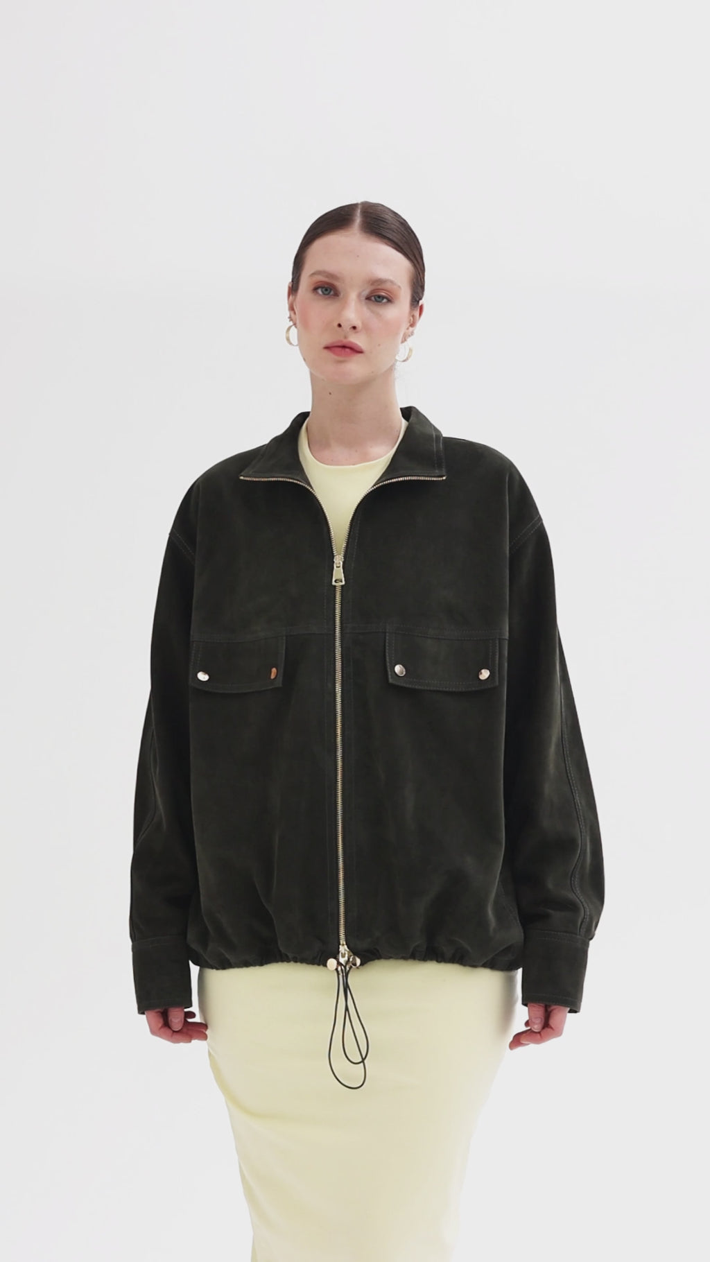 Khaki <br> Relaxed Suede Jacket