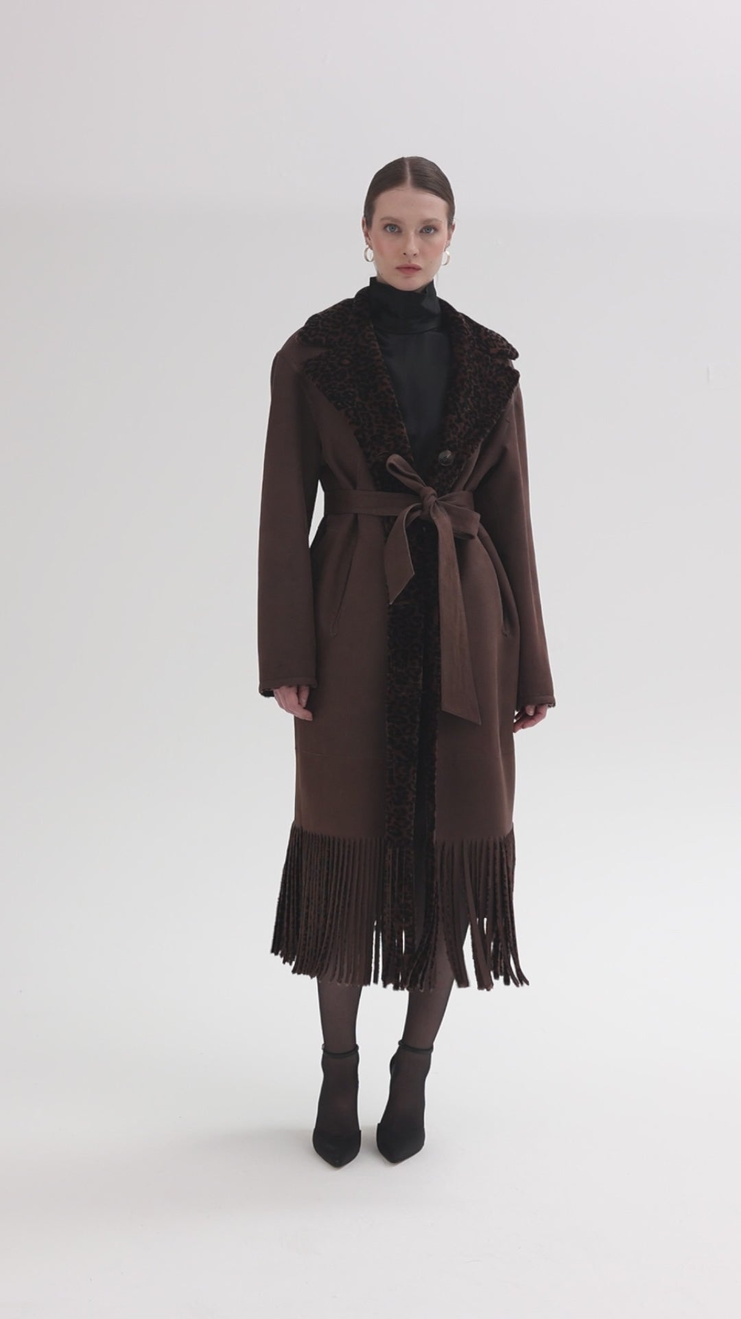 Fringe <br> Reversible Shearling Long Coat